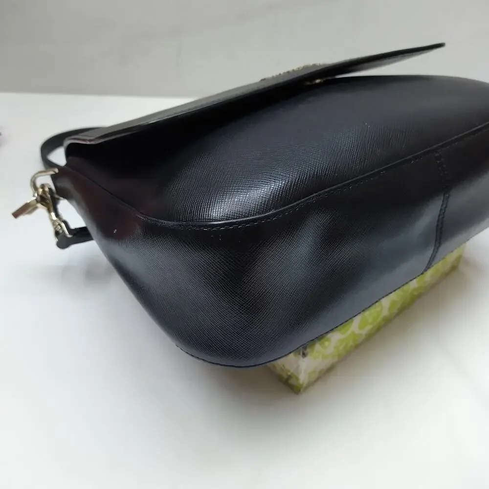 Kate Spade New York Black Leather Flap Closure Crossbody Bag